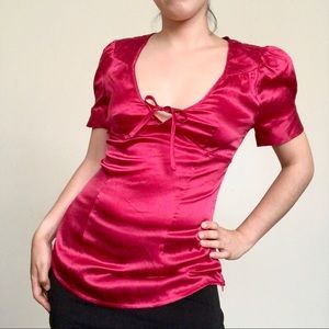 Guess Red Silk Blouse